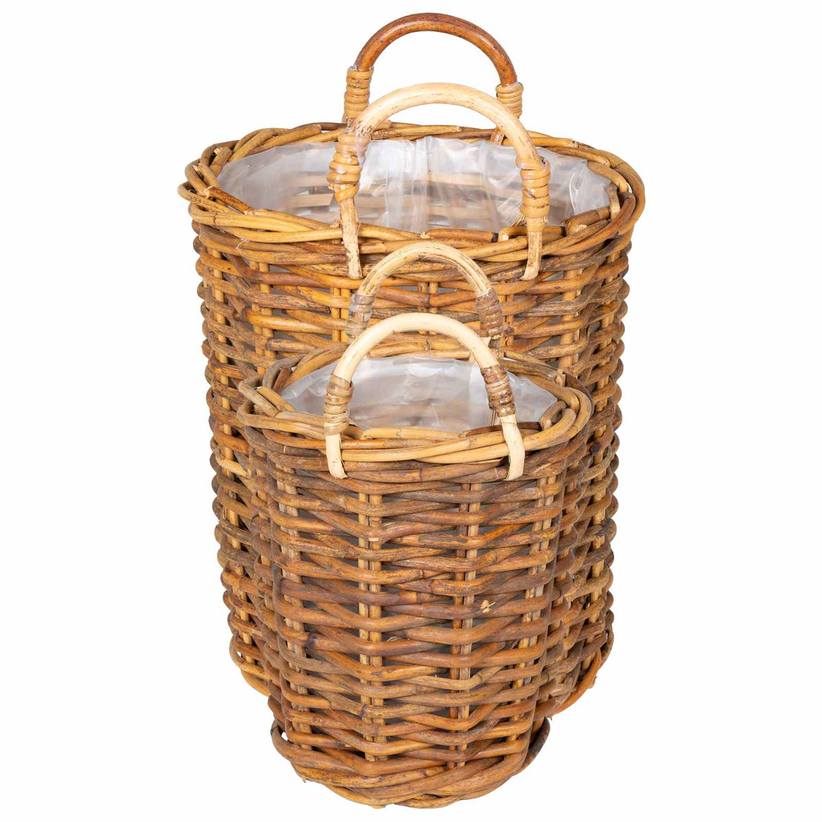 Planter Basket GENDT 2 pcs Natural Kubu Rattan Brown