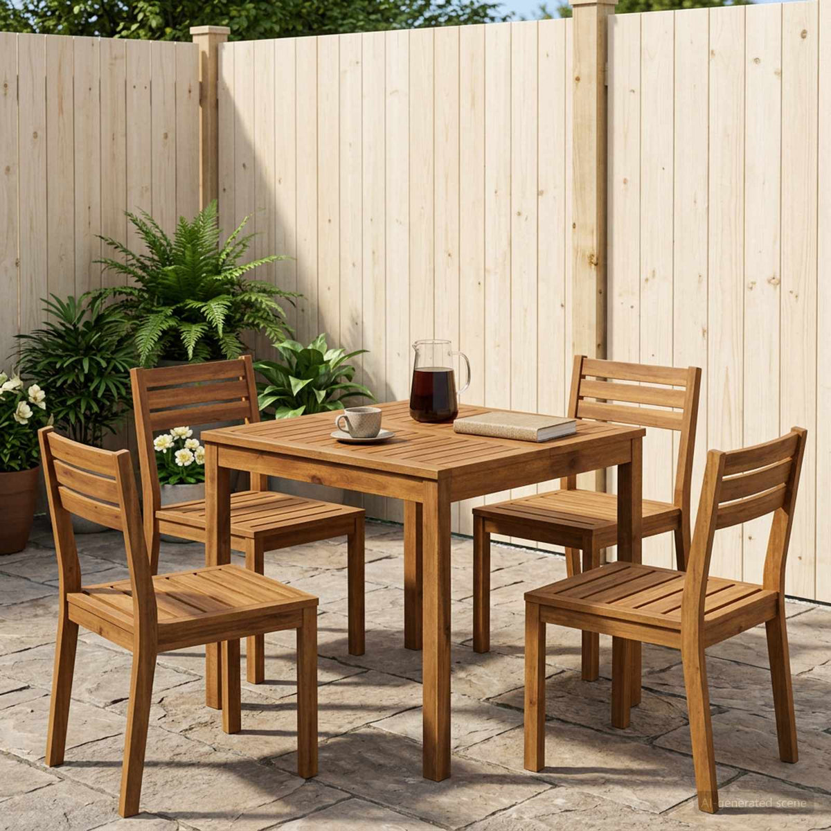 Garden Dinner Table Natural 70 cm 68.5 cm