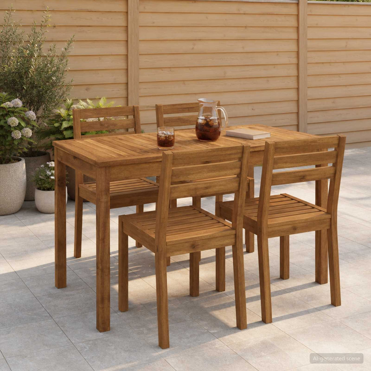 Garden Dinner Table Natural 108.5 cm 55 cm