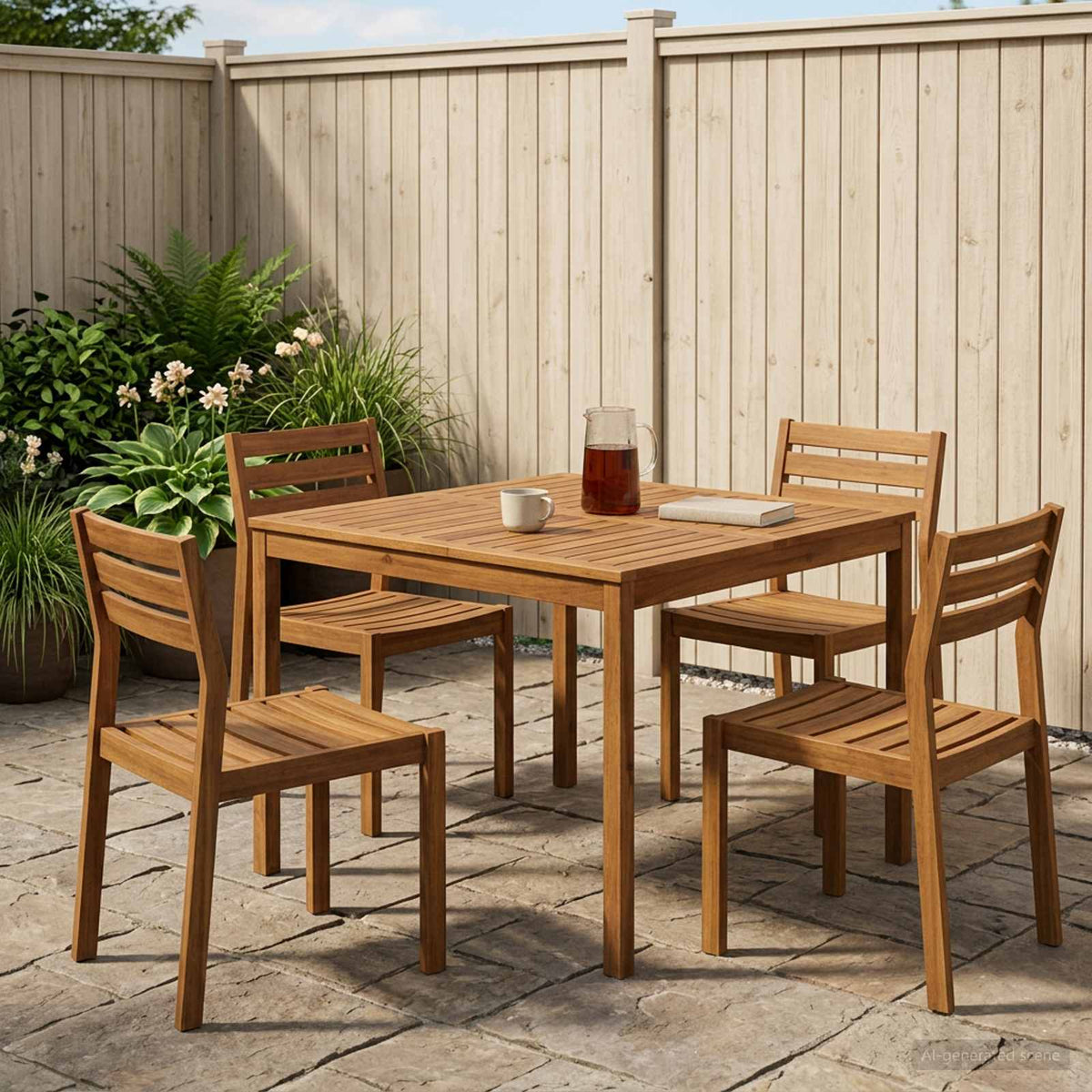 Garden Dinner Table Natural 110 cm 108.5 cm