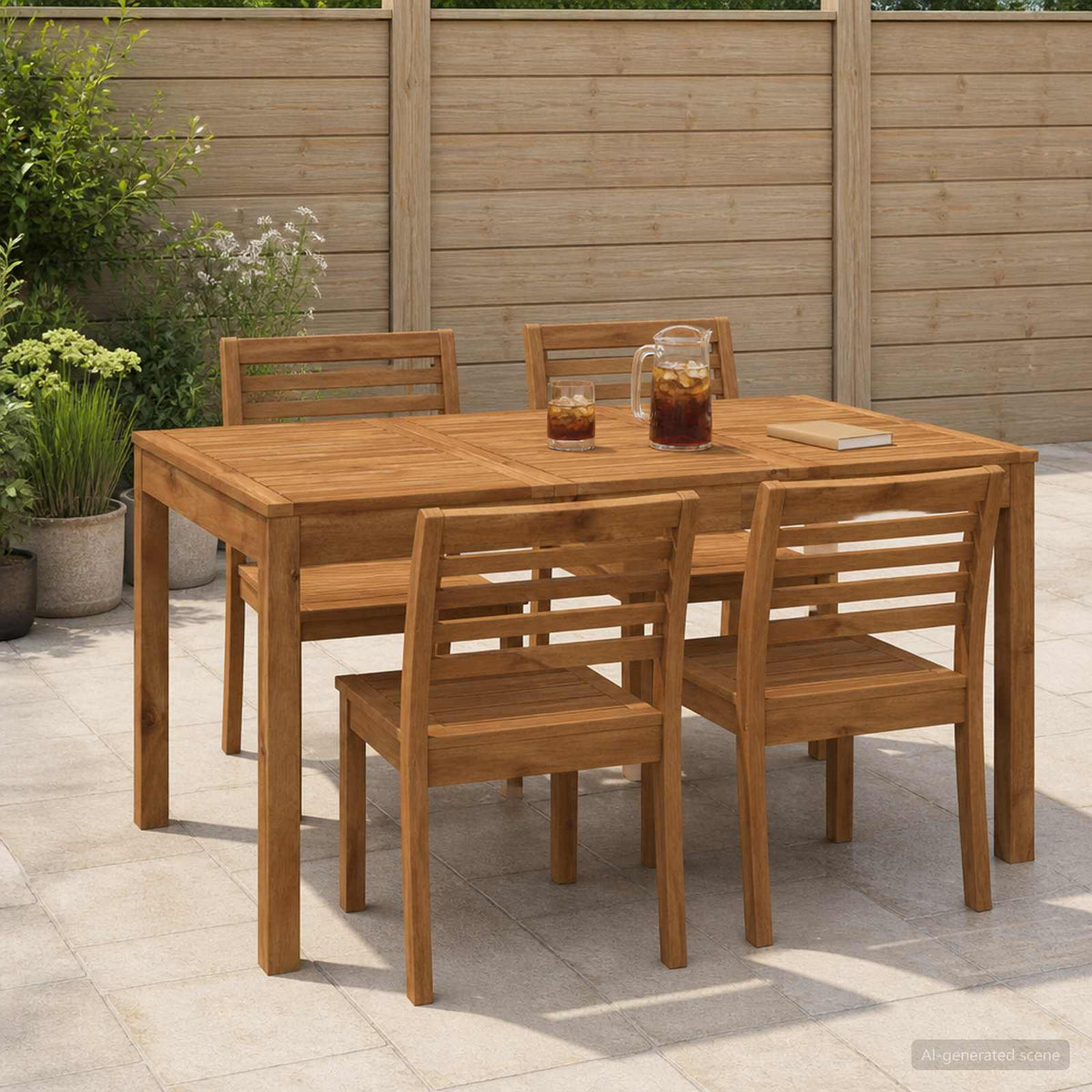 Garden Dinner Table Natural 141 cm 80.5 cm
