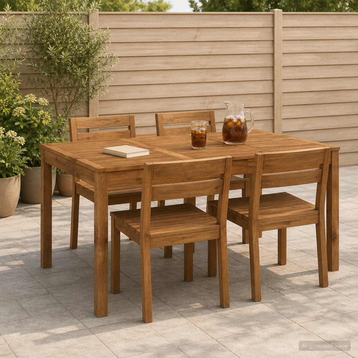Garden Dinner Table Natural 147 cm 88.5 cm