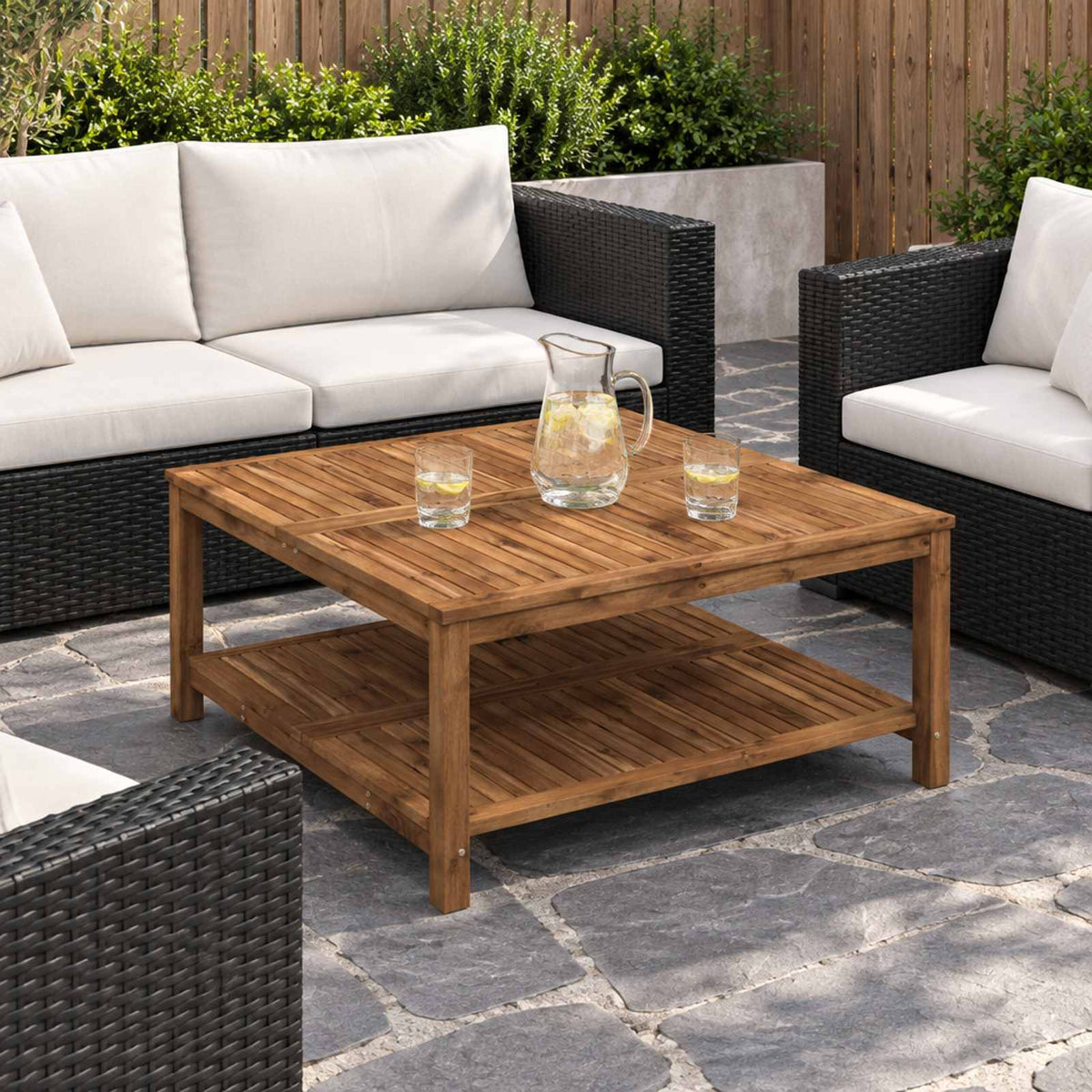 vidaXL Coffee Table Natural 100.5 x 98 x 45 cm Solid Acacia Wood 1