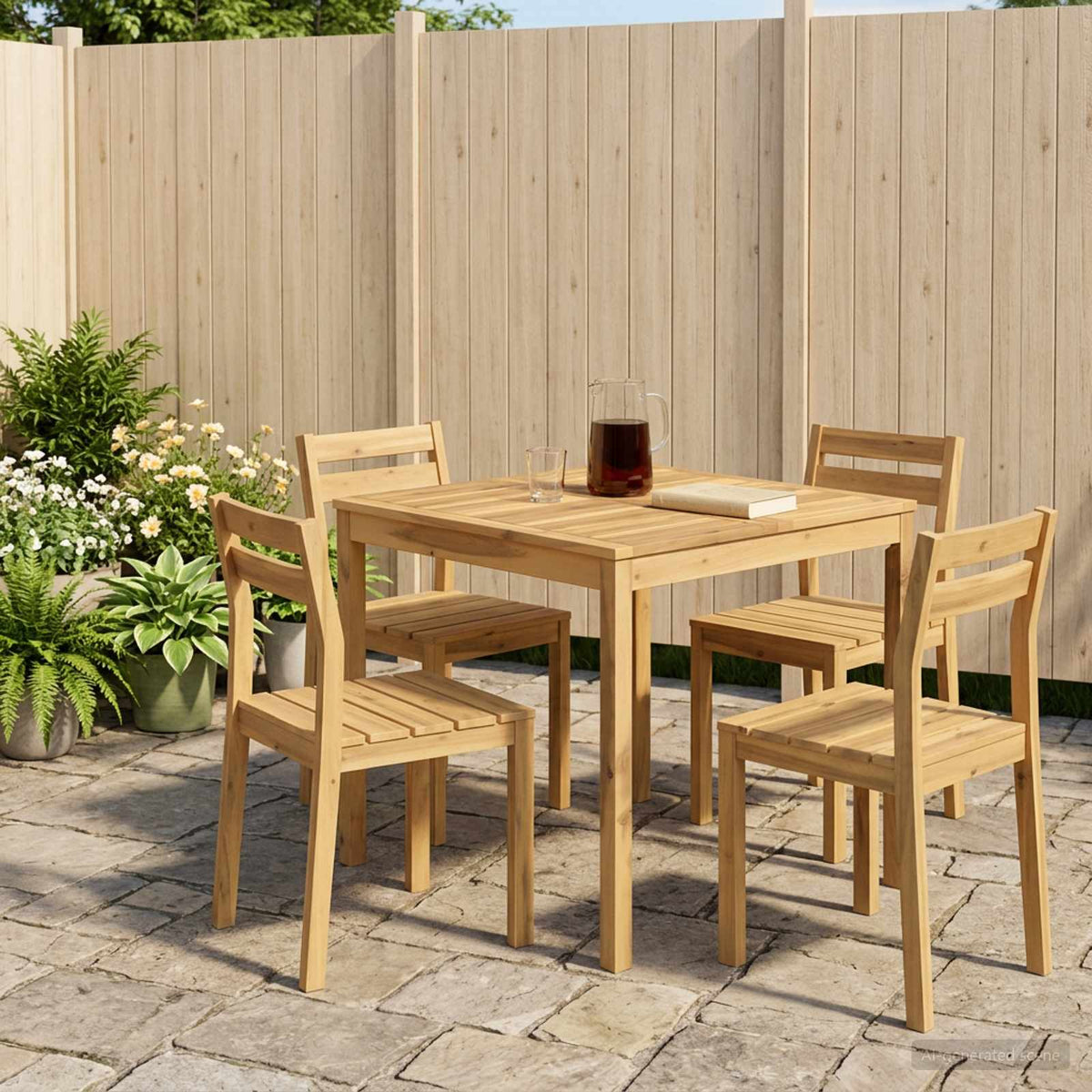 Garden Dinner Table Whitewash 80 cm 80.5 cm