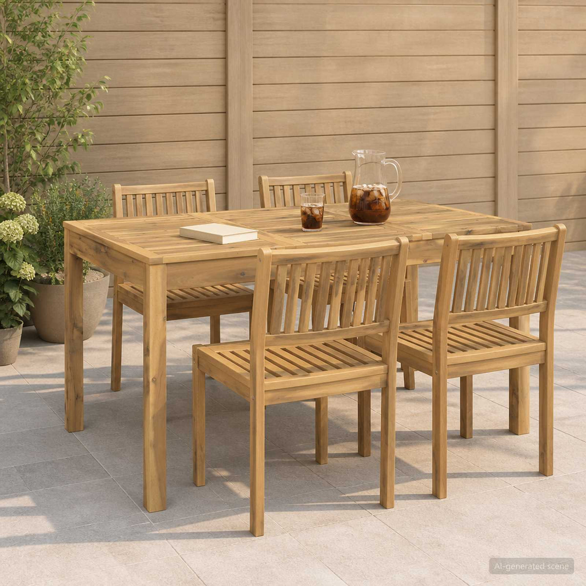 Garden Dinner Table Whitewash 141 cm 80.5 cm