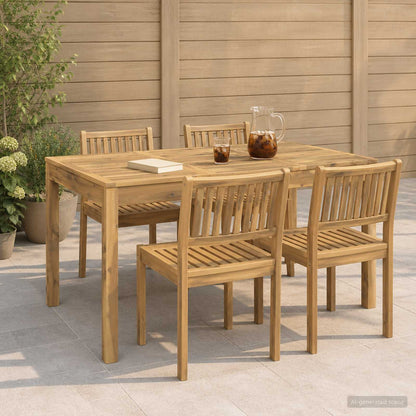 Garden Dinner Table Whitewash 141 cm 80.5 cm