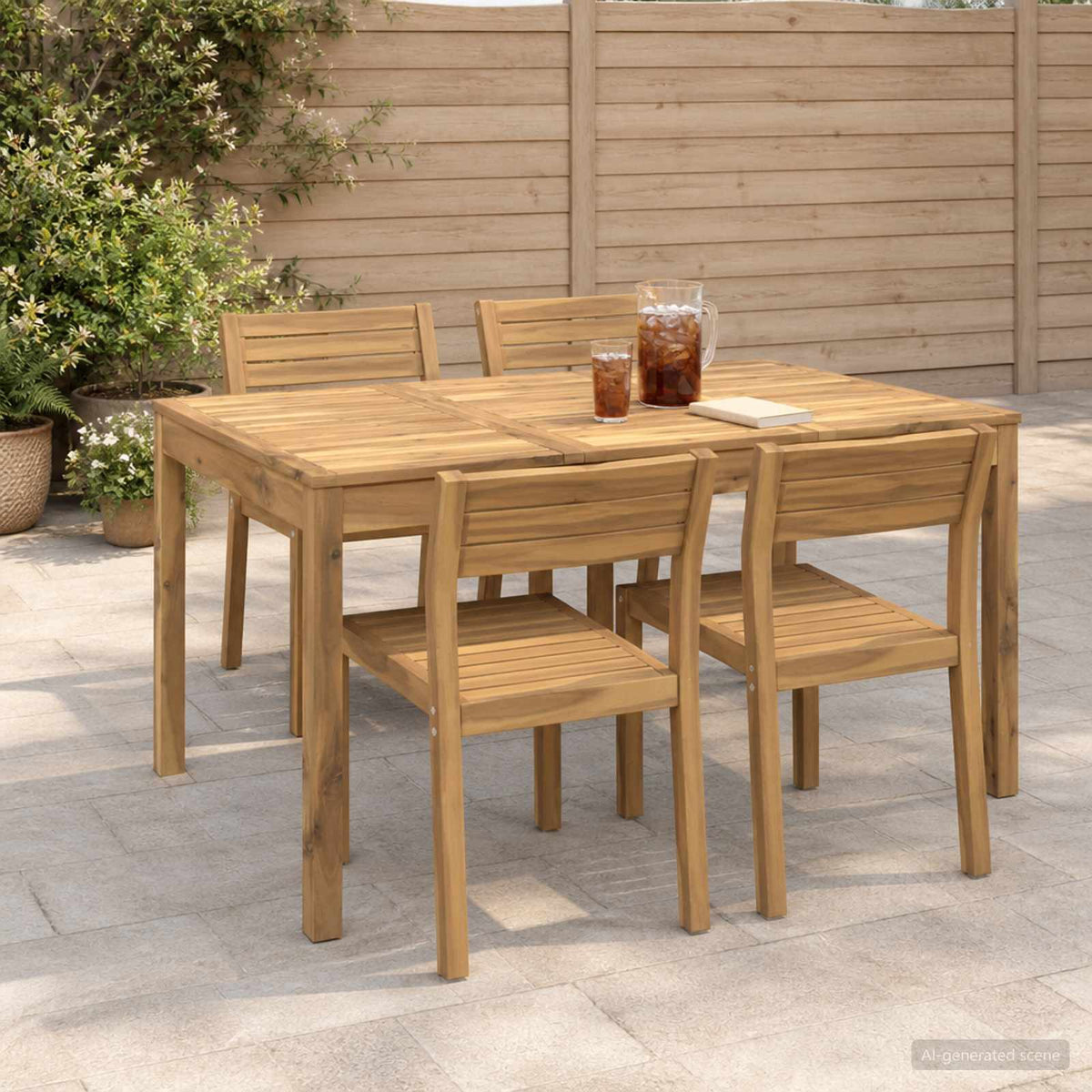Garden Dinner Table Whitewash 147 cm 88.5 cm