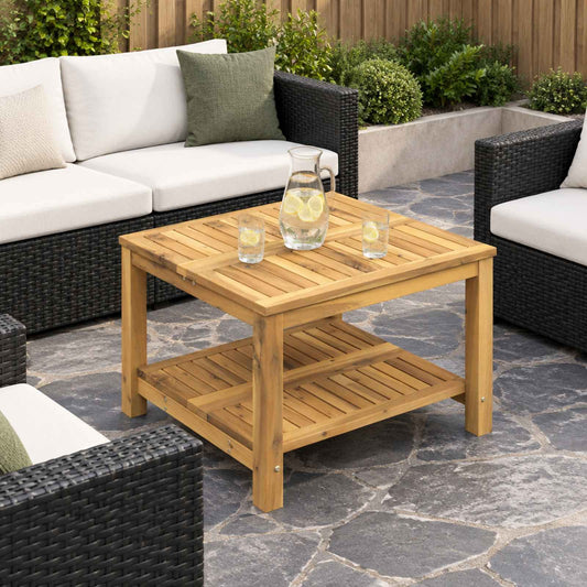 vidaXL Coffee Table Whitewash 60.5 x 60 x 45 cm Solid Acacia Wood 1