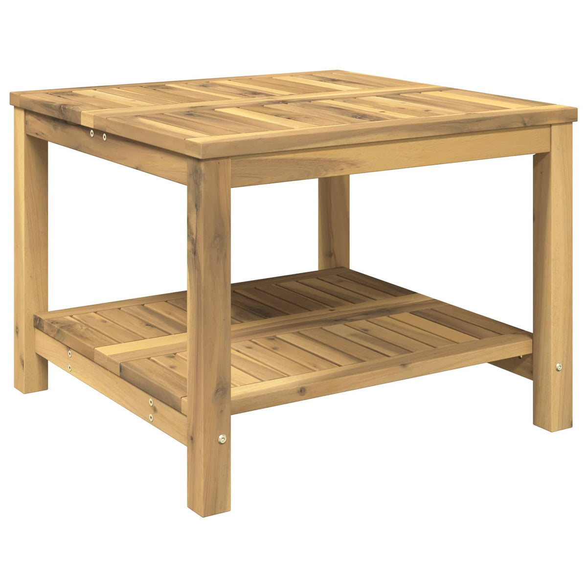 vidaXL Coffee Table Whitewash 60.5 x 60 x 45 cm Solid Acacia Wood 2