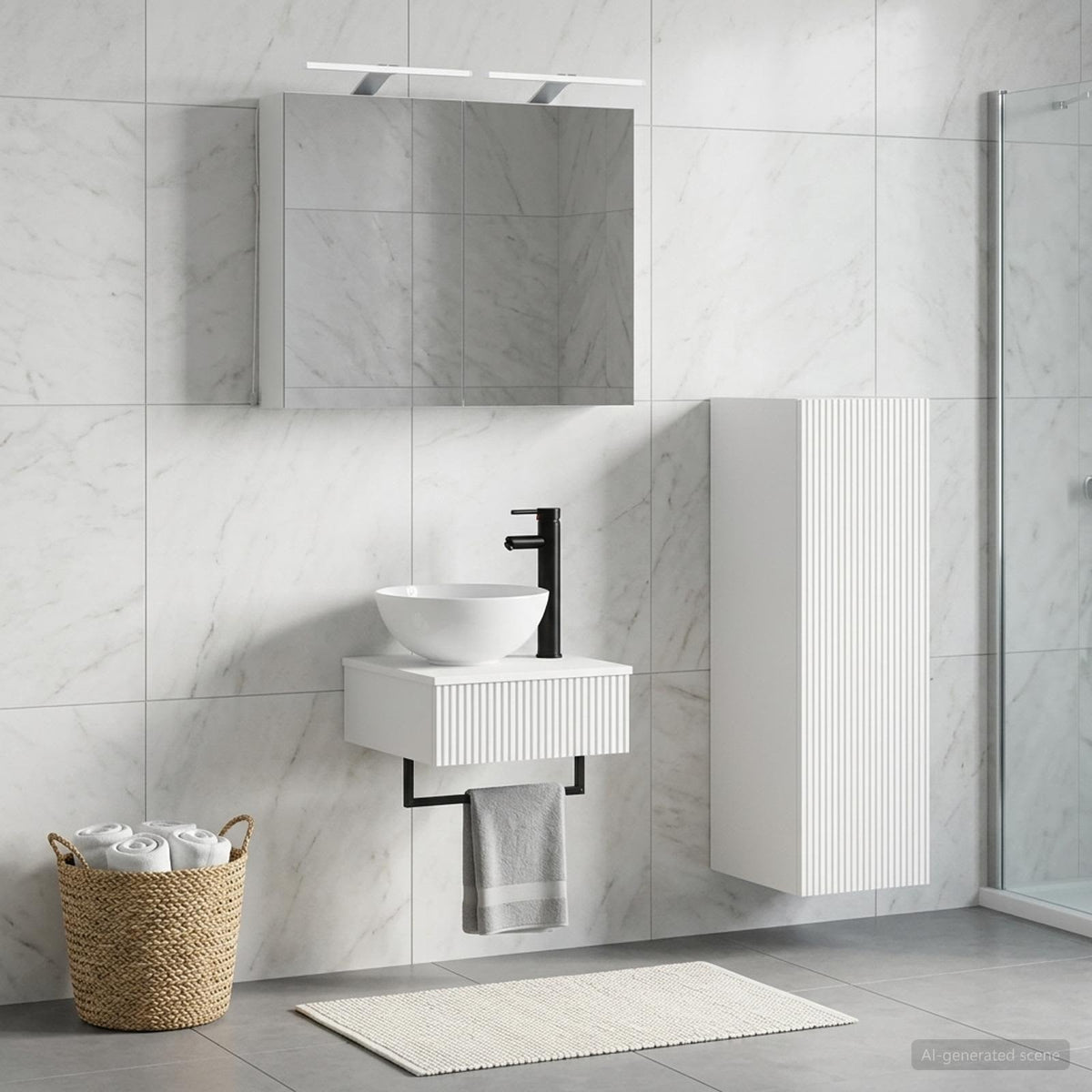 vidaXL Bathroom Cabinet Set 4 pcs White Engineered Wood 1