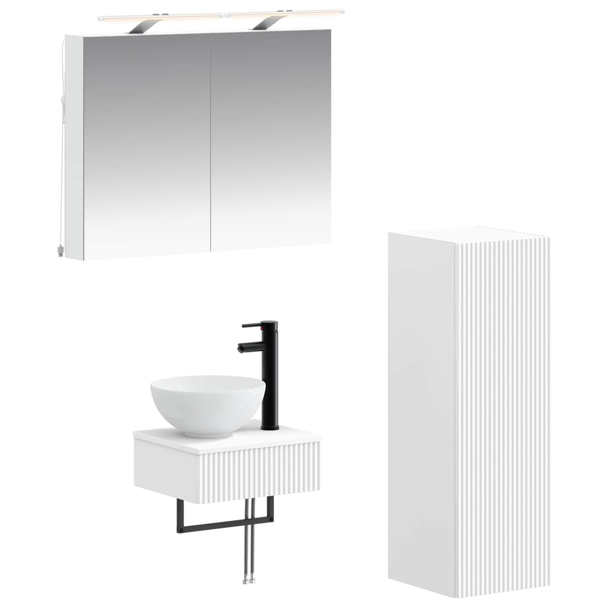 vidaXL Bathroom Cabinet Set 4 pcs White Engineered Wood 2