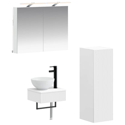 vidaXL Bathroom Cabinet Set 4 pcs White Engineered Wood 2