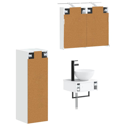 vidaXL Bathroom Cabinet Set 4 pcs White Engineered Wood 5