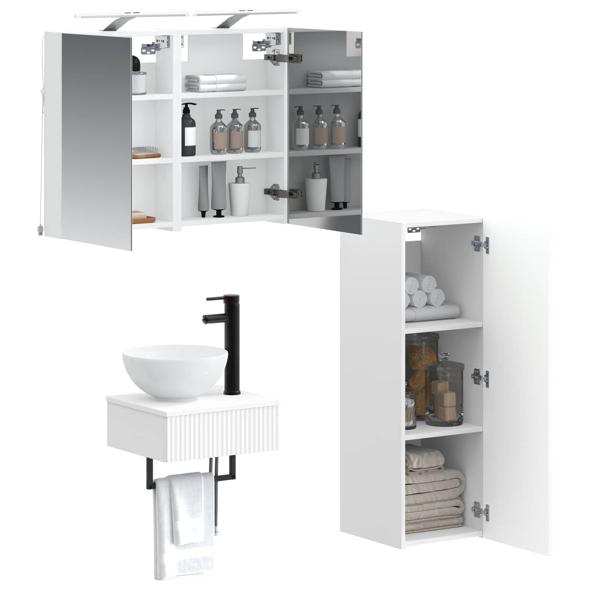 Bathroom Cabinet Set 3 pcs 80 x 10.5 x 60.5 cm White