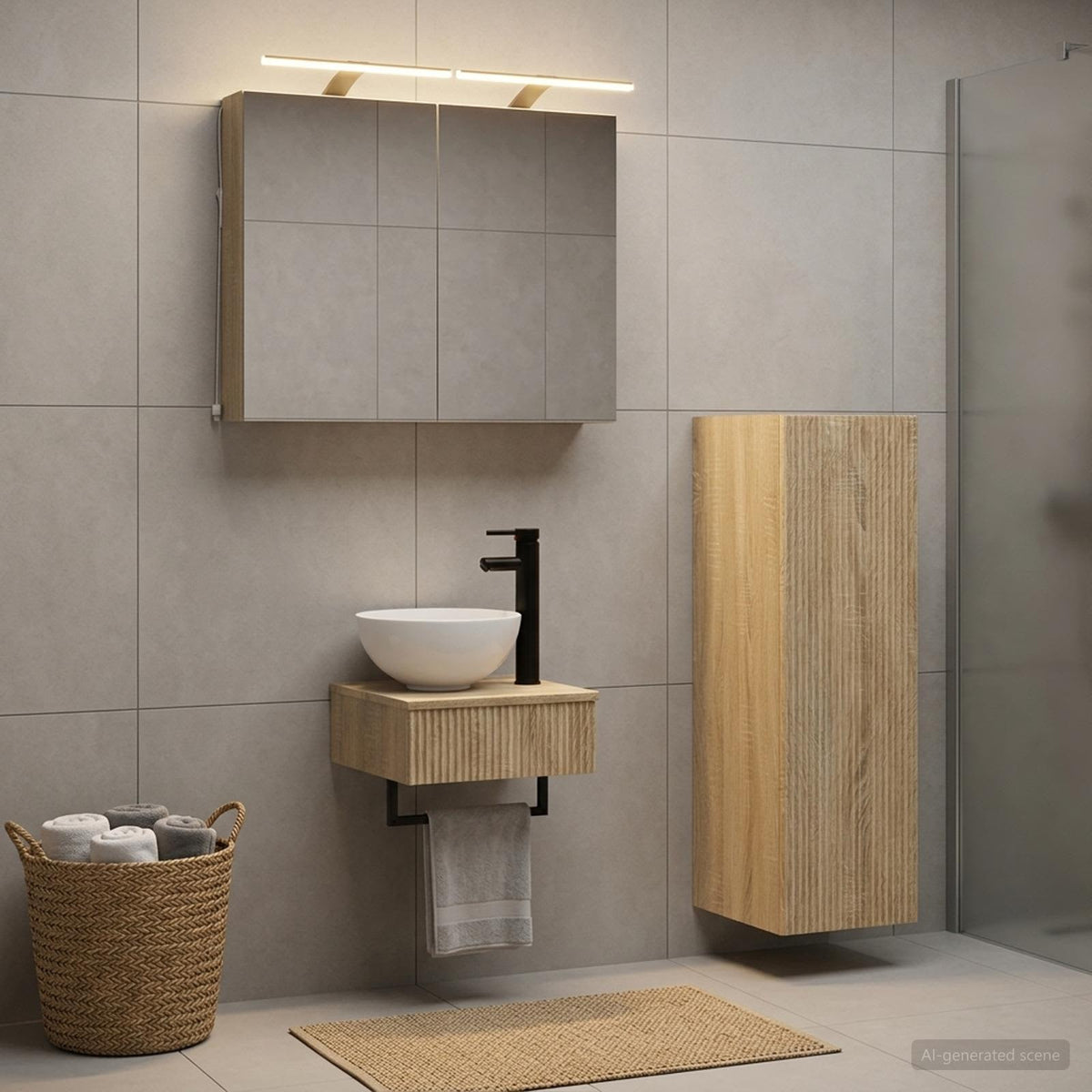 vidaXL Bathroom Cabinet Set 4 pcs Sonoma Oak Engineered Wood 4