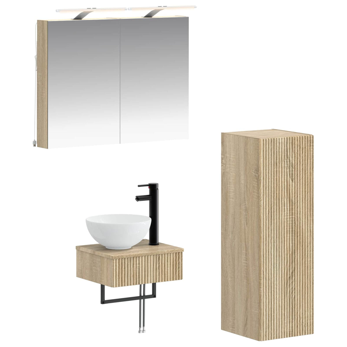 vidaXL Bathroom Cabinet Set 4 pcs Sonoma Oak Engineered Wood 2