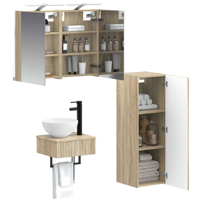 vidaXL Bathroom Cabinet Set 4 pcs Sonoma Oak Engineered Wood 3