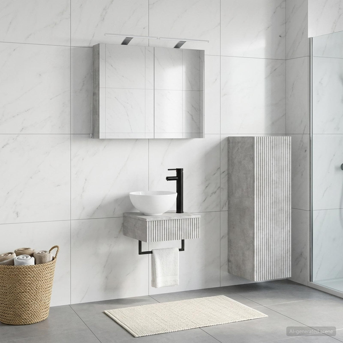 vidaXL Bathroom Cabinet Set 4 pcs Concrete Grey Engineered Wood 1