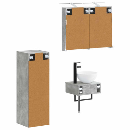 vidaXL Bathroom Cabinet Set 4 pcs Concrete Grey Engineered Wood 5