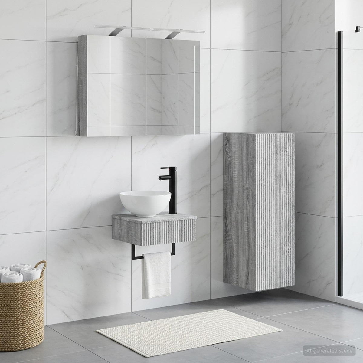 vidaXL Bathroom Cabinet Set 4 pcs Grey Sonoma Engineered Wood 1