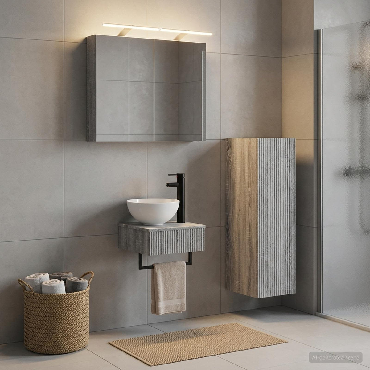 vidaXL Bathroom Cabinet Set 4 pcs Grey Sonoma Engineered Wood 4