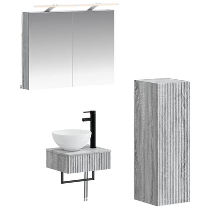 Bathroom Cabinet Set 3 pcs 80 x 10.5 x 60.5 cm Grey Sonoma