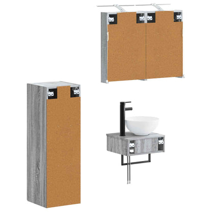 vidaXL Bathroom Cabinet Set 4 pcs Grey Sonoma Engineered Wood 5