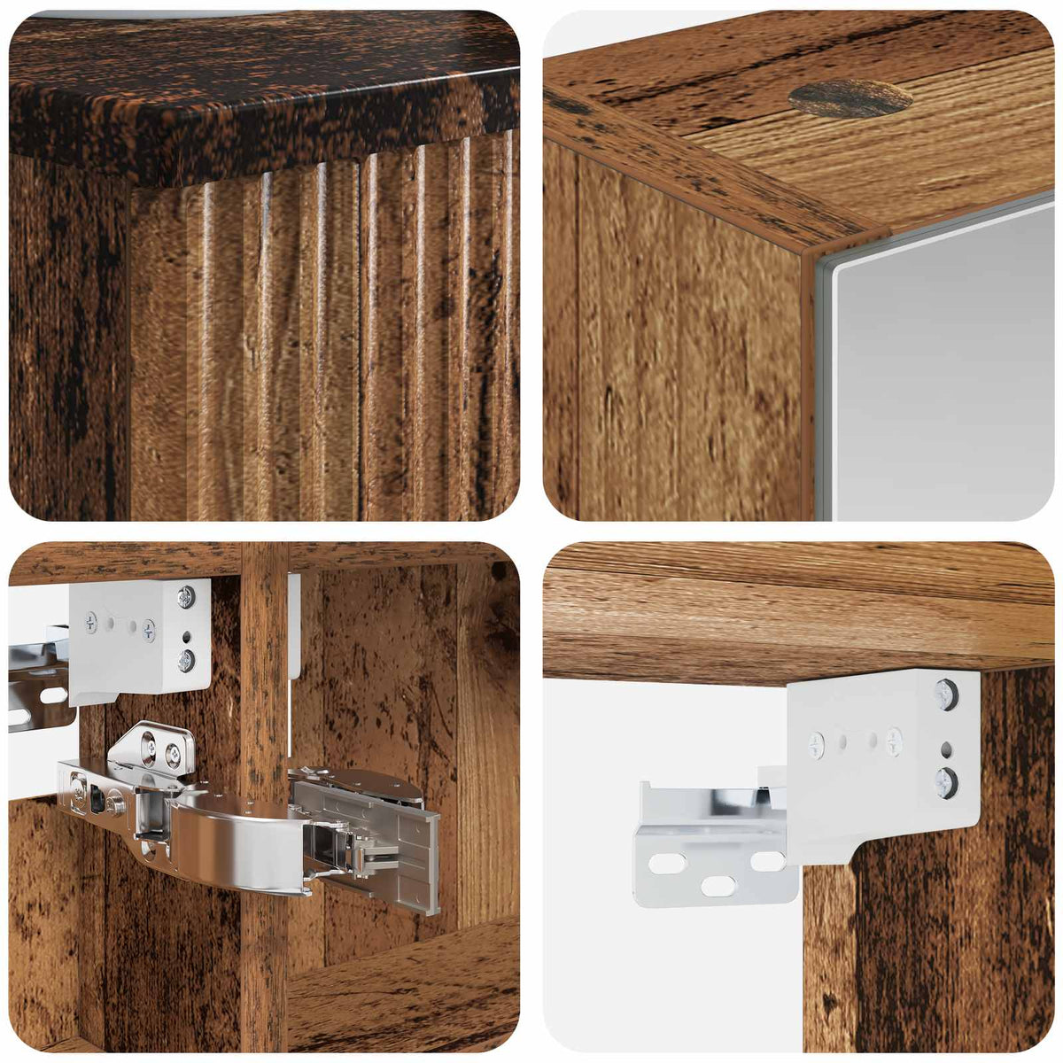 vidaXL Bathroom Cabinet Set 4 pcs Old Wood Engineered Wood 6