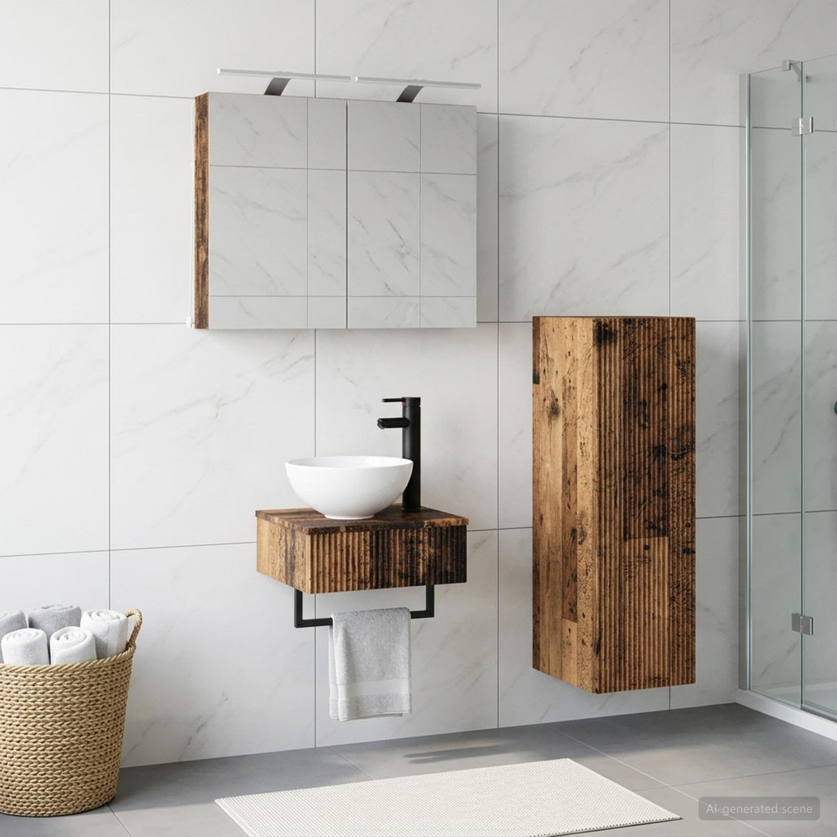 vidaXL Bathroom Cabinet Set 4 pcs Old Wood Engineered Wood 1