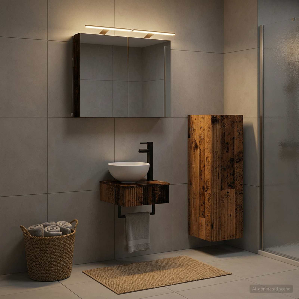 vidaXL Bathroom Cabinet Set 4 pcs Old Wood Engineered Wood 4