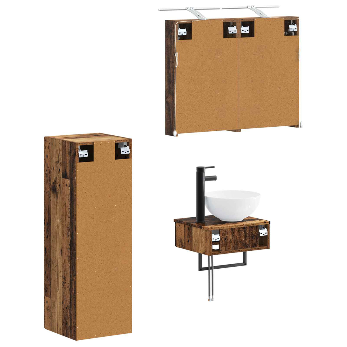 vidaXL Bathroom Cabinet Set 4 pcs Old Wood Engineered Wood 5