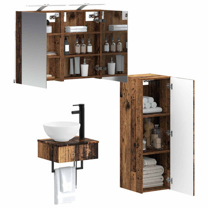 Bathroom Cabinet Set 3 pcs 80 x 10.5 x 60.5 cm Old wood