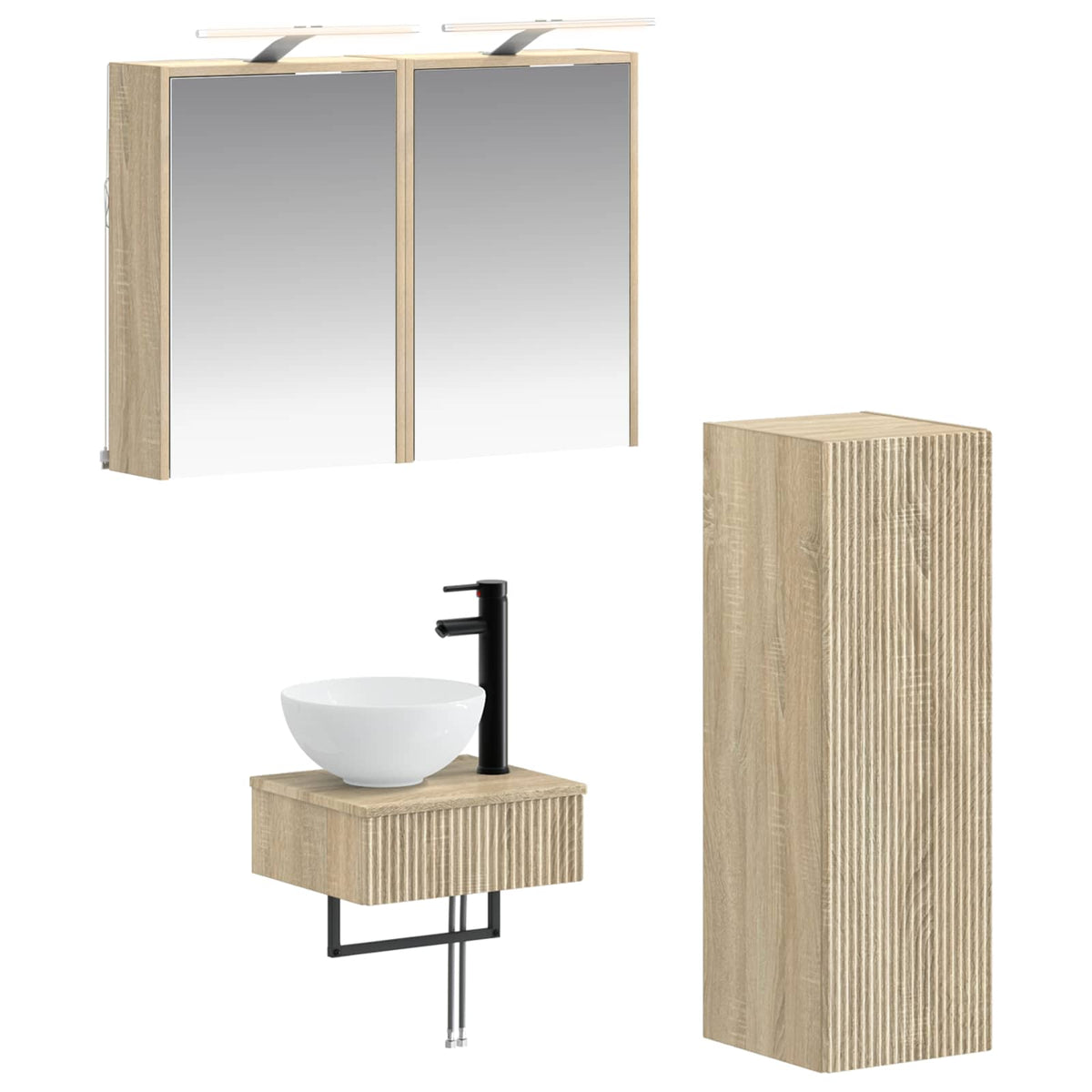 vidaXL Bathroom Cabinet Set 4 pcs Sonoma Oak Engineered Wood 2