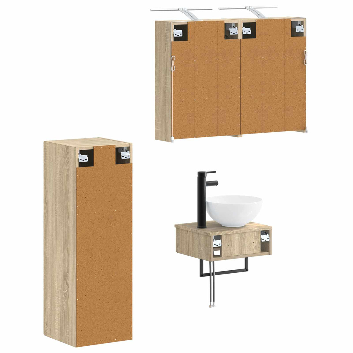 vidaXL Bathroom Cabinet Set 4 pcs Sonoma Oak Engineered Wood 5