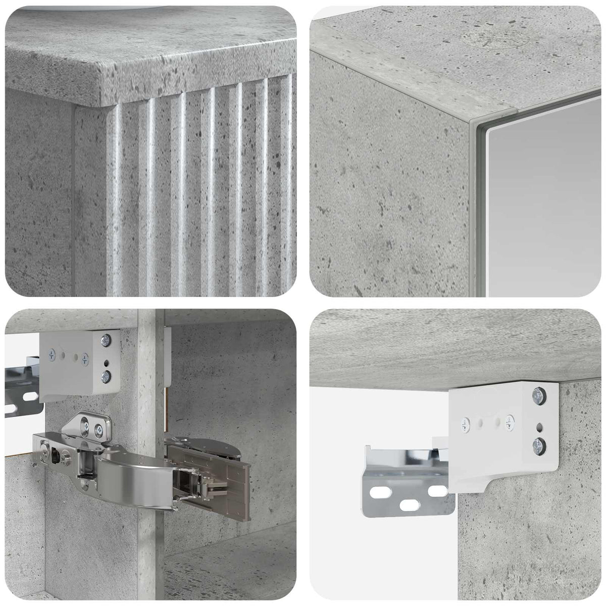 vidaXL Bathroom Cabinet Set 4 pcs Concrete Grey Engineered Wood 6
