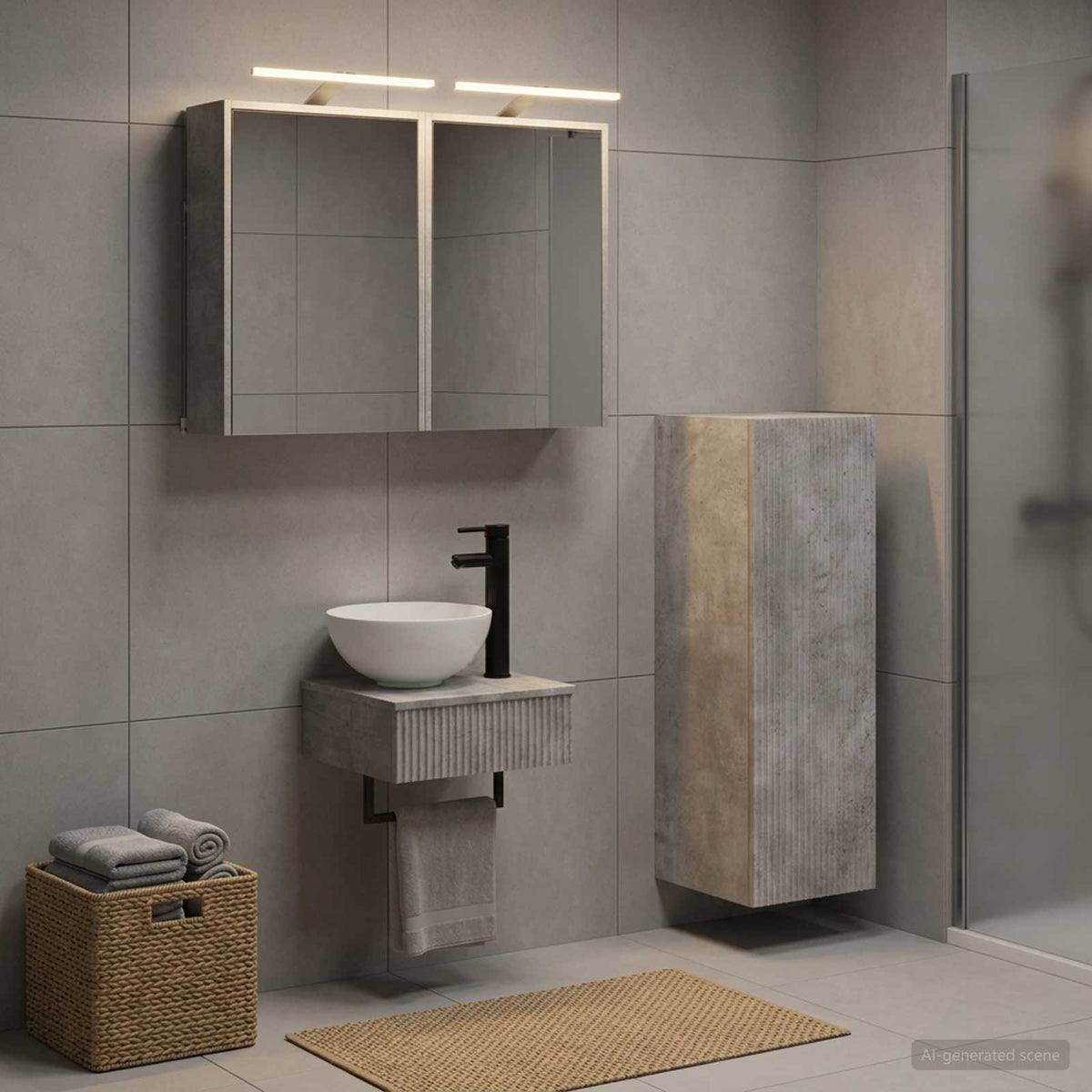 vidaXL Bathroom Cabinet Set 4 pcs Concrete Grey Engineered Wood 1
