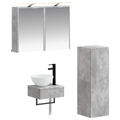 vidaXL Bathroom Cabinet Set 4 pcs Concrete Grey Engineered Wood 2