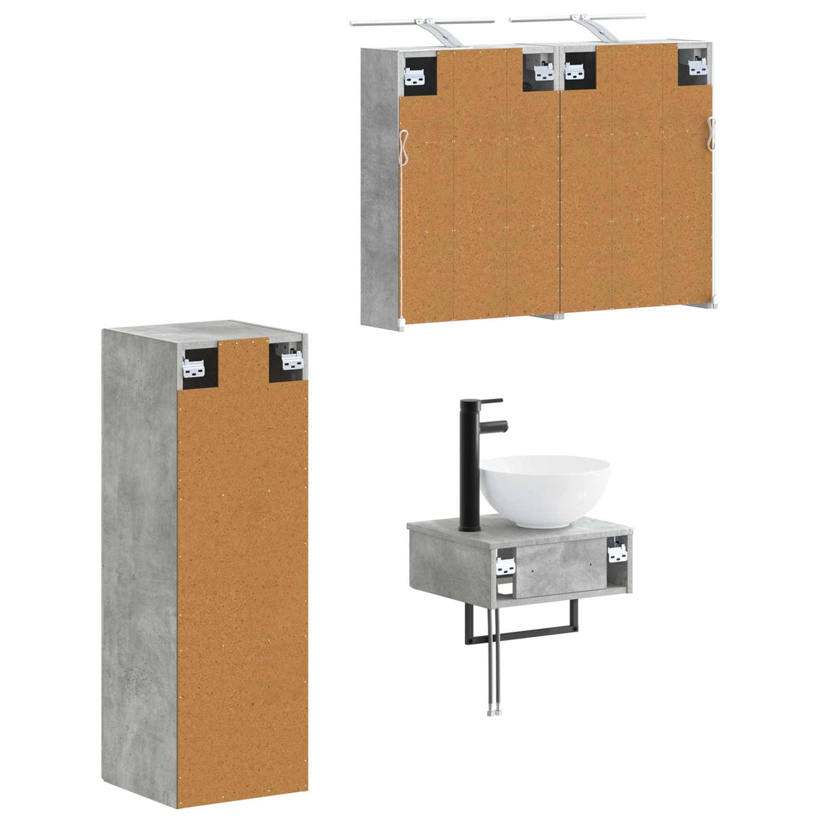 vidaXL Bathroom Cabinet Set 4 pcs Concrete Grey Engineered Wood 5