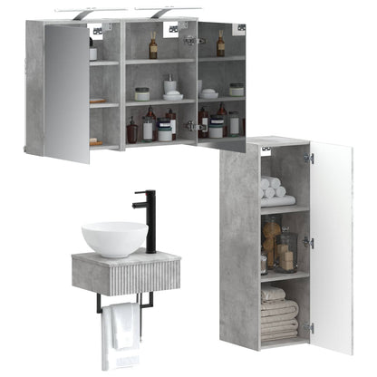 vidaXL Bathroom Cabinet Set 4 pcs Concrete Grey Engineered Wood 3