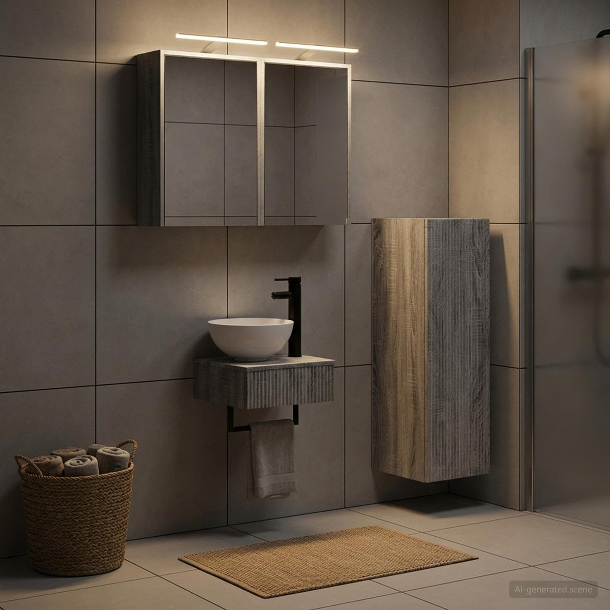 vidaXL Bathroom Cabinet Set 4 pcs Grey Sonoma Engineered Wood 1