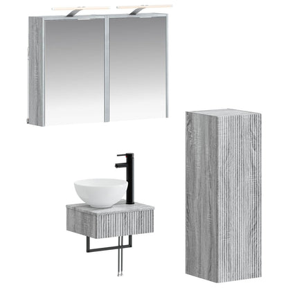 Bathroom Cabinet Set 3 pcs 86 x 16 x 62.5 cm Grey Sonoma