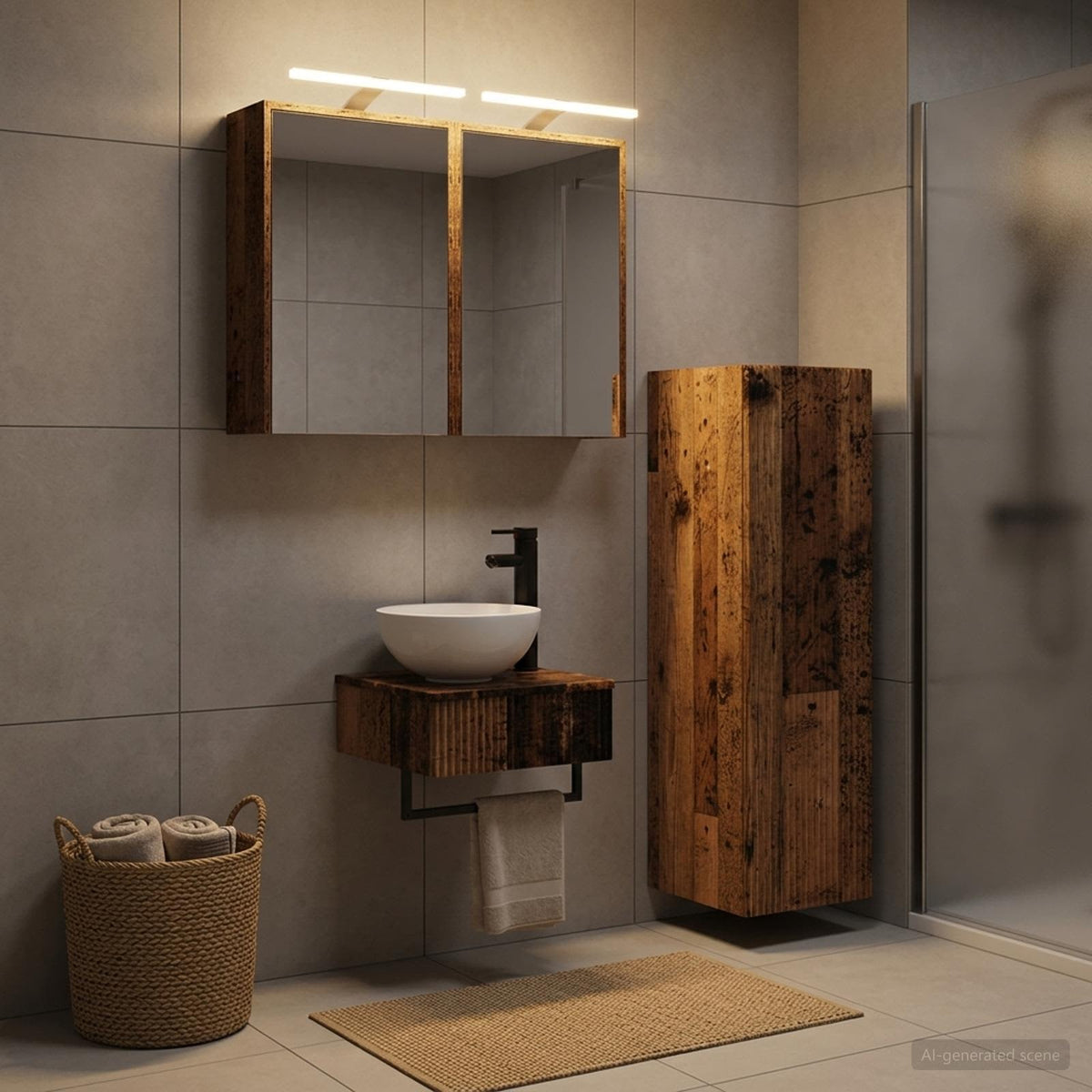 vidaXL Bathroom Cabinet Set 4 pcs Old Wood Engineered Wood 4