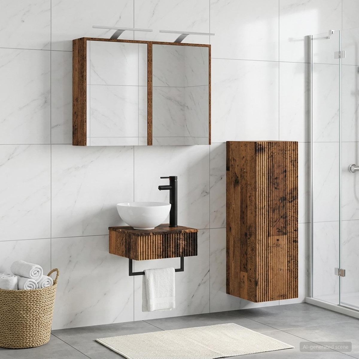vidaXL Bathroom Cabinet Set 4 pcs Old Wood Engineered Wood 1
