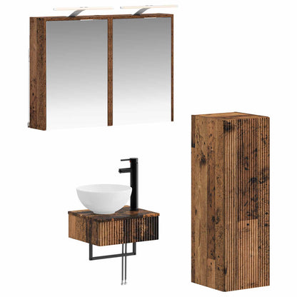 vidaXL Bathroom Cabinet Set 4 pcs Old Wood Engineered Wood 2