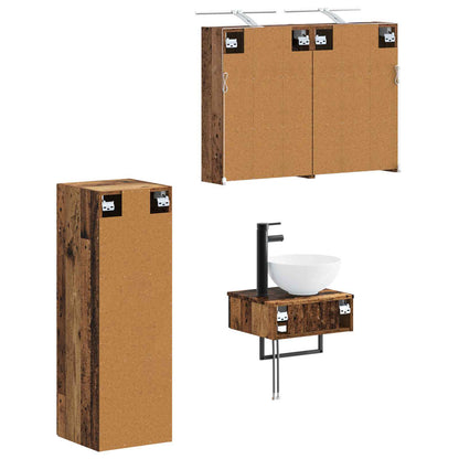vidaXL Bathroom Cabinet Set 4 pcs Old Wood Engineered Wood 5