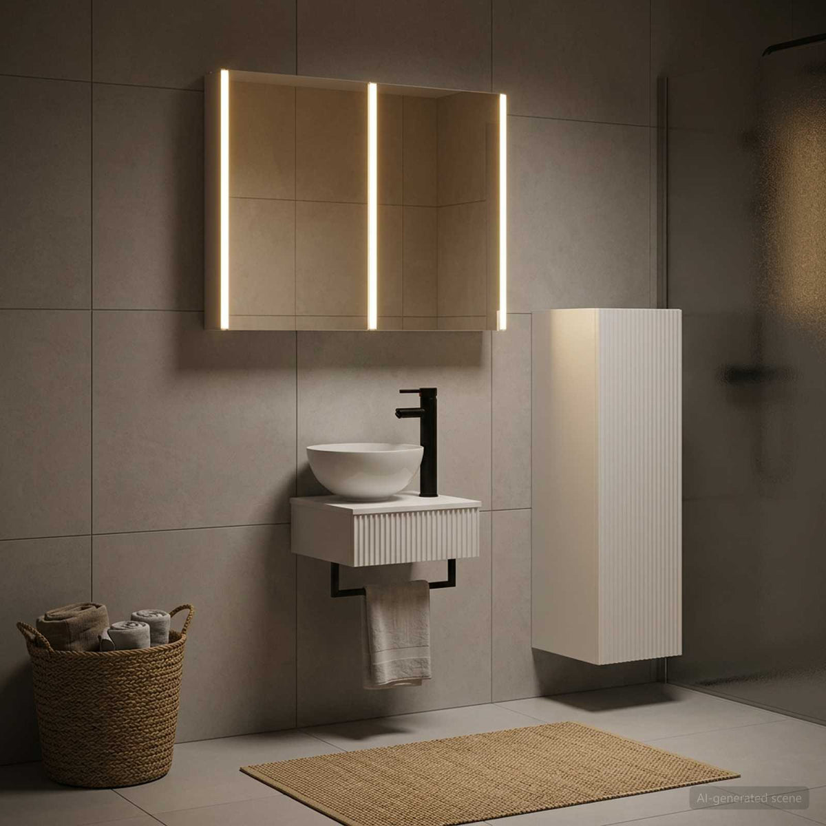 vidaXL Bathroom Cabinet Set 4 pcs White Engineered Wood 1