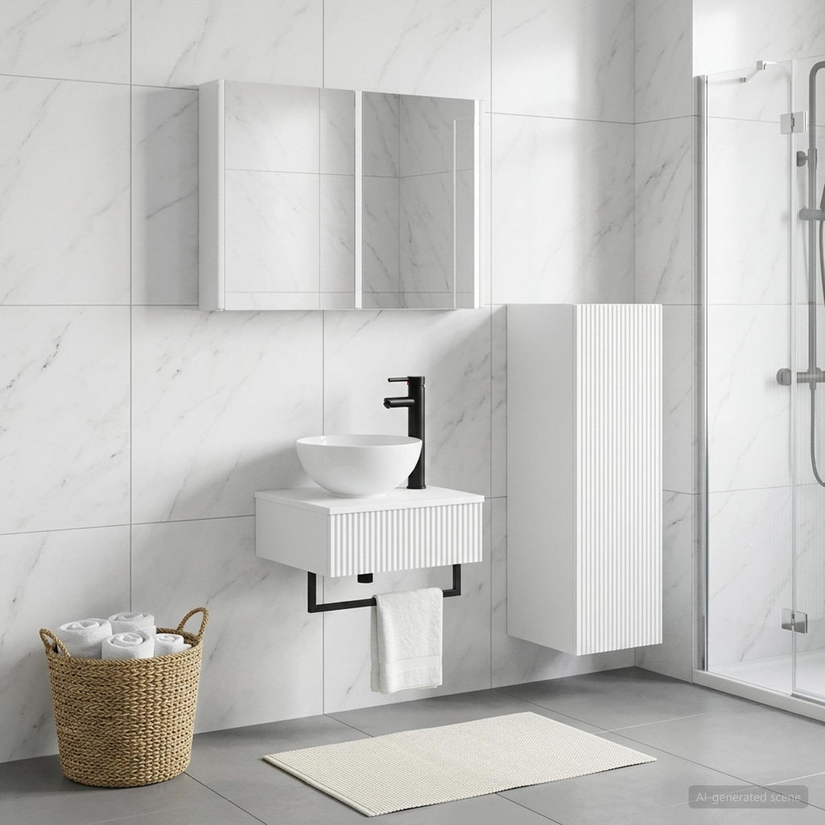 vidaXL Bathroom Cabinet Set 4 pcs White Engineered Wood 4