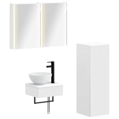 vidaXL Bathroom Cabinet Set 4 pcs White Engineered Wood 2