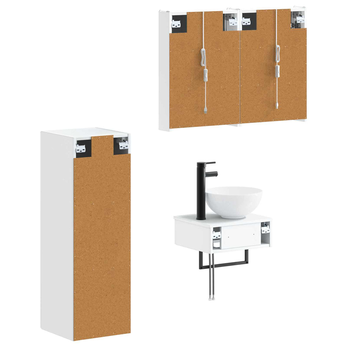 vidaXL Bathroom Cabinet Set 4 pcs White Engineered Wood 5