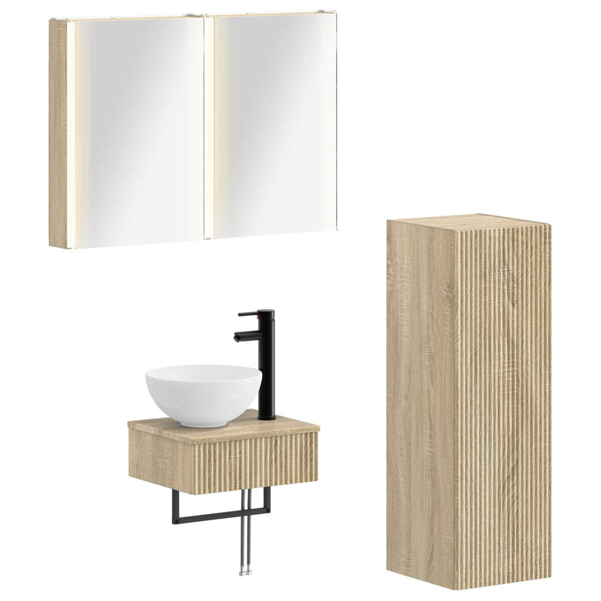 vidaXL Bathroom Cabinet Set 4 pcs Sonoma Oak Engineered Wood 2